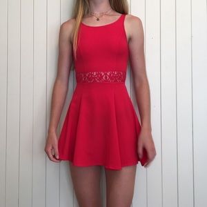 red dress with lace cutout